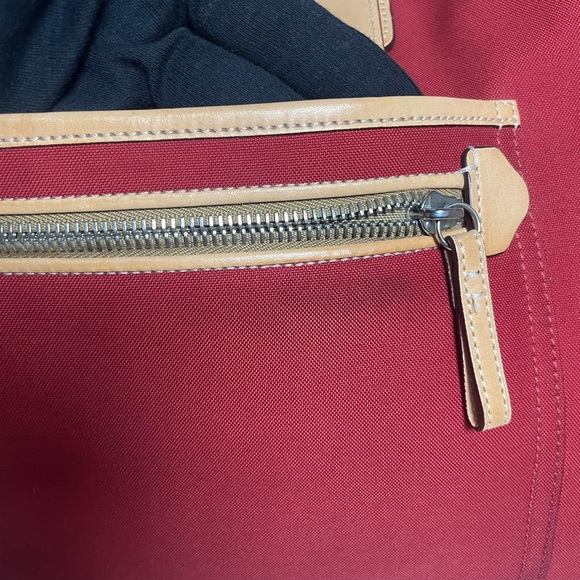 Coach Hamptons Red Canvas Vacchetta Tan Leather Trim/ Tote or Baby Tote - Picture 14 of 17